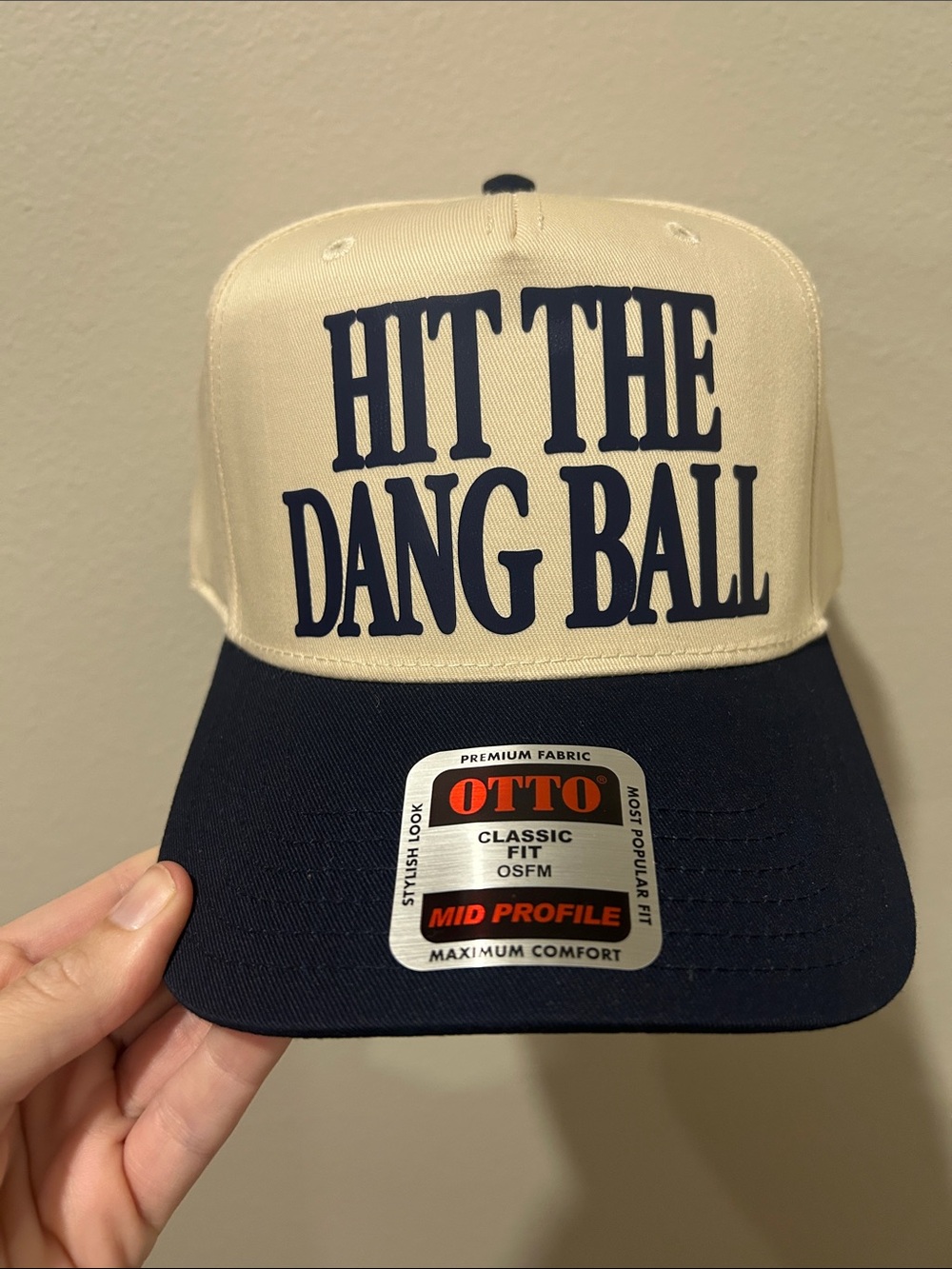 OTTO Two-Tone Snapback Hat - Cream & Navy Visor
